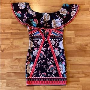 Off the shoulder multi-color dress